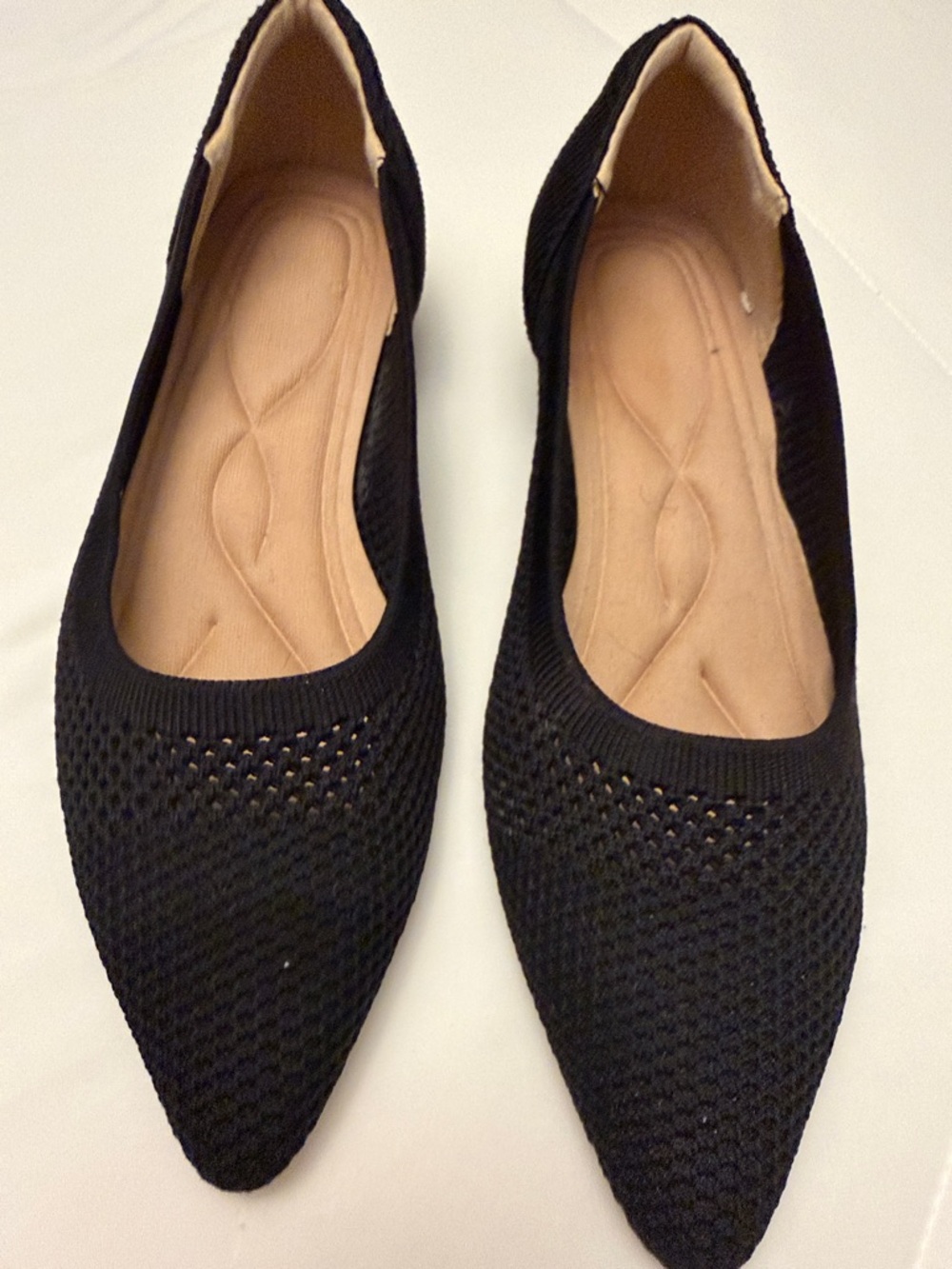 Black Pointed Knit Ballet Flat with Cushioned Insole